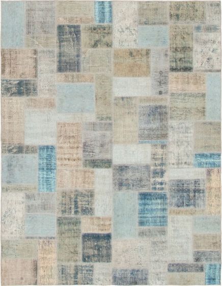 Turkish Color Transition Patchwork 5'7" x 7'10" Hand-knotted Wool Rug 