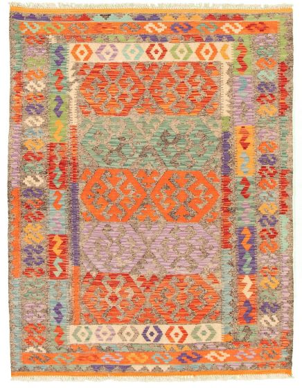 Turkish Sivas 4'10" x 6'4" Flat-Weave Wool Kilim 