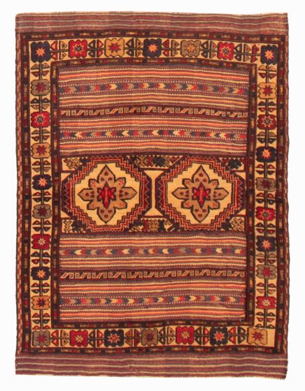 Afghan Tajik Caucasian 4'3" x 5'11" Hand-knotted Wool Rug 