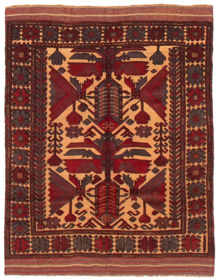 Afghan Tajik Caucasian 4'3" x 5'9" Hand-knotted Wool Rug 