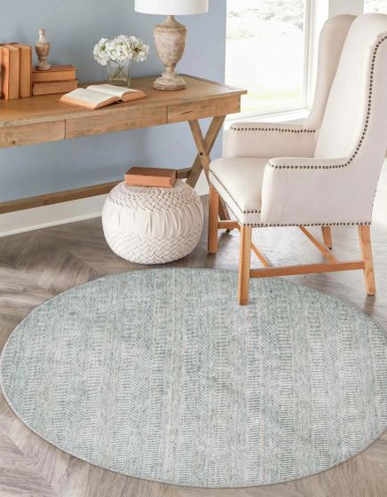 Indian Silk Shadow 6'0" x 6'0" Hand Loomed Wool & Viscose Rug 