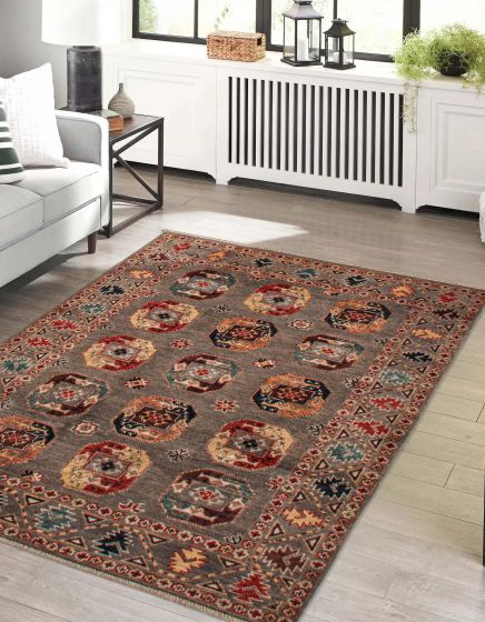 Afghan Uzbek Ghazni 3'10" x 5'8" Hand-knotted Wool Rug 