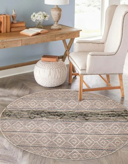 Indian Sienna 4'10" x 4'10" Braid weave Wool Rug 