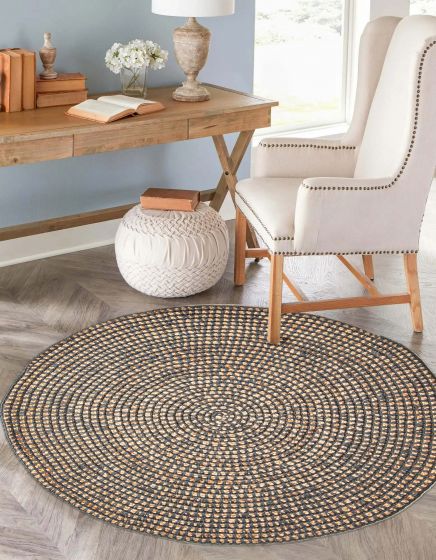 Indian Palas Denizli 3'3" x 3'3" Braided Weave Jute Rug 