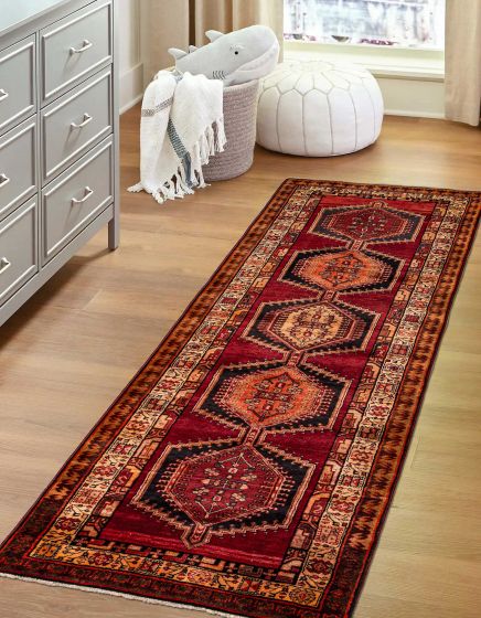 Persian Style 3'7" x 10'10" Hand-knotted Wool Runner Rug 