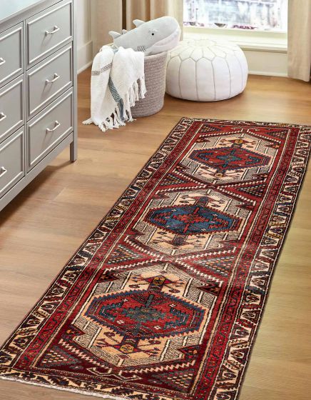 Persian Style 3'1" x 10'11" Hand-knotted Wool Runner Rug 