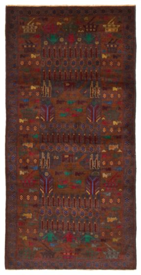 Afghan Rare War 3'7" x 6'11" Hand-knotted Wool Rug 