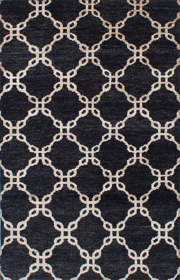 Indian La Seda 5'0" x 8'0" Hand-knotted Silk, Wool Rug 