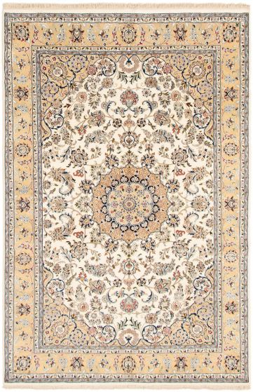 Persian Style Nain 9La 6'6" x 9'10" Hand-knotted Silk, Wool Rug 