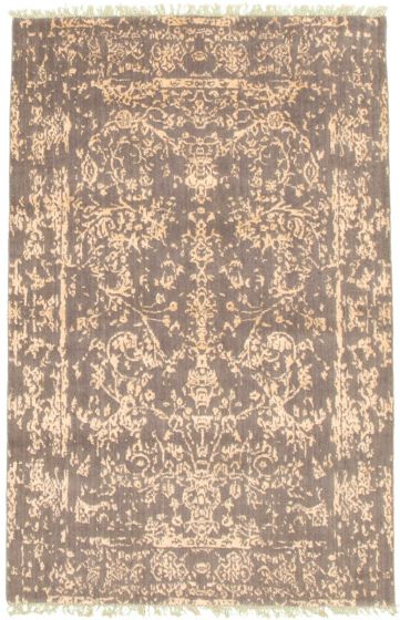 Indian La Seda 3'11" x 5'11" Hand-knotted Silk, Wool Rug 
