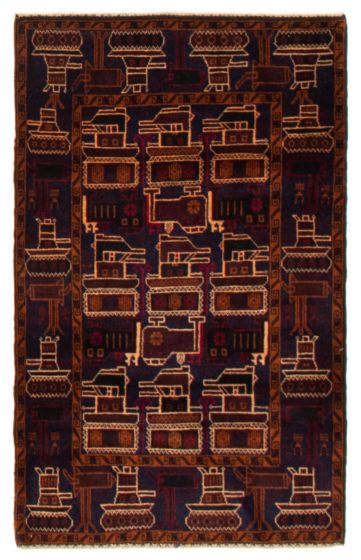 Afghan Rare War 3'0" x 4'9" Hand-knotted Wool Rug 