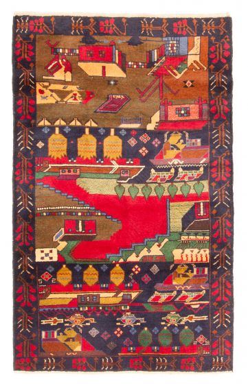 Afghan Teimani 3'4" x 5'5" Hand-knotted Wool Rug 