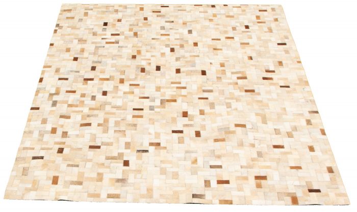 Argentina Cowhide Patchwork 5'5" x 7'8" Handmade Leather Rug 