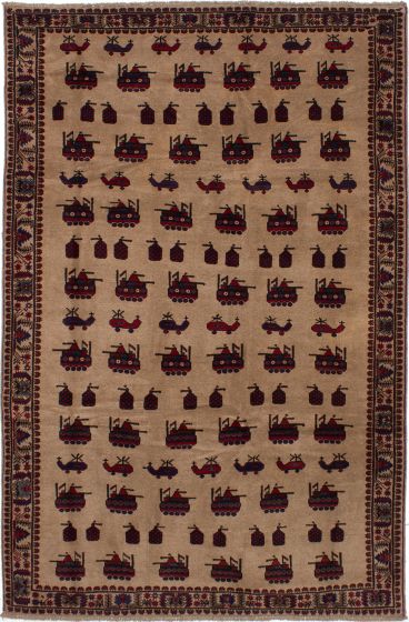 Afghan Rare War 6'8" x 10'2" Hand-knotted Wool Rug 