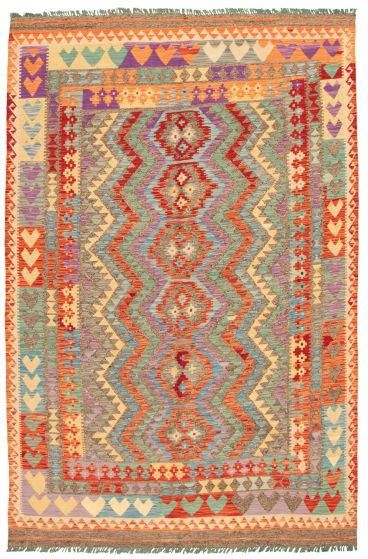 Kilim vif et coloré 6'7" x 9'10" en laine