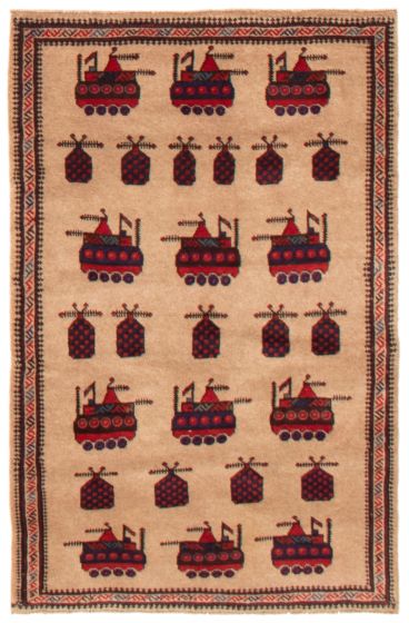 Afghan Rare War 2'10" x 4'6" Hand-knotted Wool Rug 