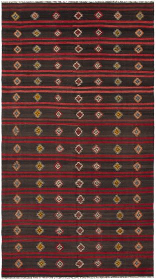 Turkish Boho 6'2" x 10'11" Flat-Weave Wool Kilim 