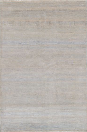 Indian Silk Shadow 6'1" x 9'3" Hand-knotted Wool & Silk Rug 