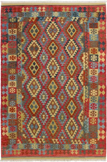 Turkish Kashkoli FW 6'6" x 9'8" Flat-Weave Wool Kilim 