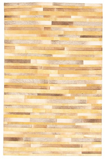Argentina Cowhide Patchwork 5'0" x 7'11" Handmade Leather Rug 