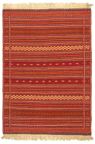 Turkish Ottoman Kashkoli 3'7" x 5'0" Flat-Weave Wool Tapestry Kilim 