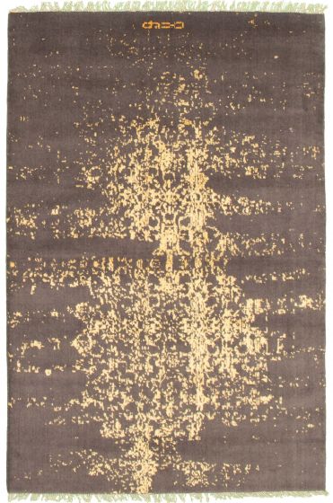 Indian La Seda 4'7" x 6'7" Hand-knotted Silk, Wool Rug 