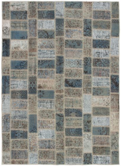 Turkish Color Transition Patchwork 5'9" x 7'7" Hand-knotted Wool Rug 