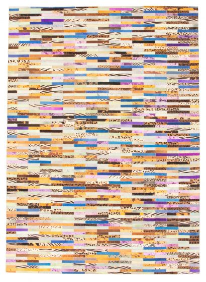 Argentina Cowhide Patchwork 5'7" x 7'10" Handmade Leather Rug 