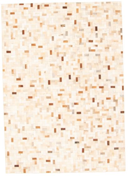 Argentina Cowhide Patchwork 5'5" x 7'8" Handmade Leather Rug 