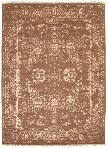 Indian La Seda 6'8" x 9'1" Hand-knotted Silk, Wool Rug 