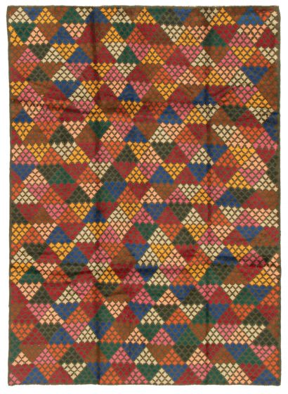 Afghan Baluch 7'0" x 9'10" Hand-knotted Wool Dark Green Rug