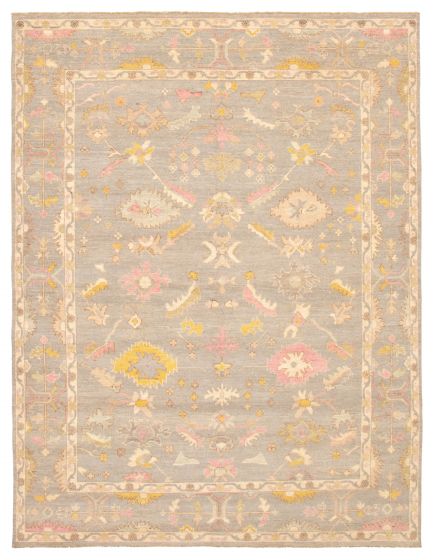 Pakistani Modern Oushak 9'0" x 11'10" Hand-knotted Wool Rug 