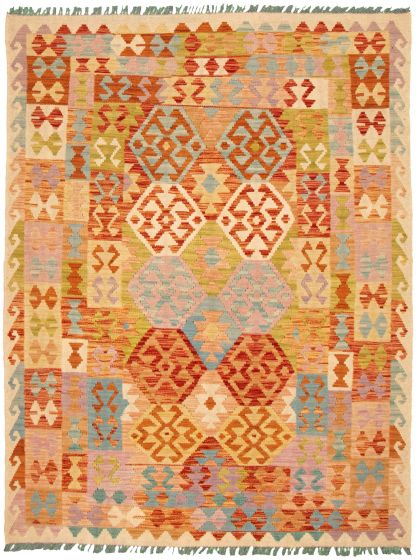 Turkish Sivas 4'11" x 6'8" Flat-Weave Wool Kilim 