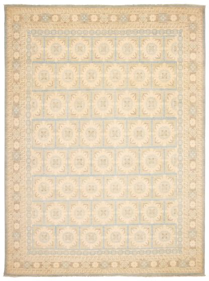 Pakistani 18/20 Pak Finest Mamluk 9'10" x 13'1" Hand-knotted Wool Ivory Rug