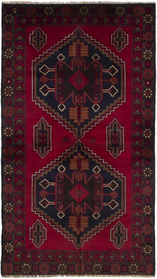 Afghan Kazak 3'5" x 6'5" Hand-knotted Wool Red Rug