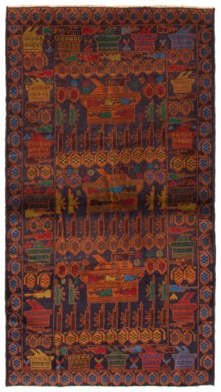 Afghan Rare War 3'8" x 6'9" Hand-knotted Wool Rug 