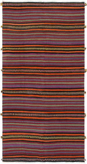 Turkish Boho 4'5" x 8'10" Flat-Weave Wool Kilim 