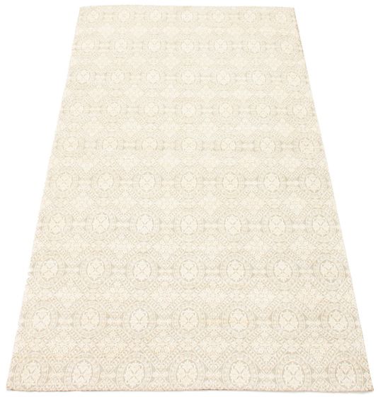 Indian Collage 4'4" x 6'7" Handmade Chenille Rug 