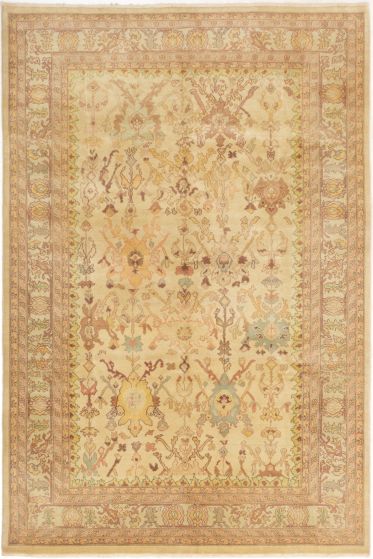 Turkish Authentic Ushak 6'2" x 9'2" Hand-knotted Wool Cream Rug