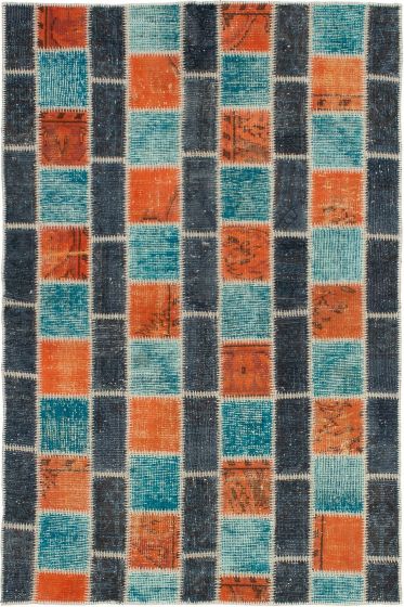 Turkish Color Transition Patchwork 4'7" x 6'11" Hand-knotted Wool Rug 