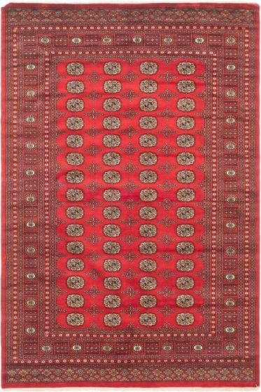 Pakistani Finest Peshawar Bokhara 6'1" x 9'1" Hand-knotted Wool Rug 