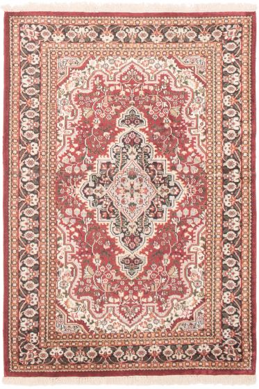 Indian Kashmir 4'0" x 5'11" Hand-knotted Silk Rug 