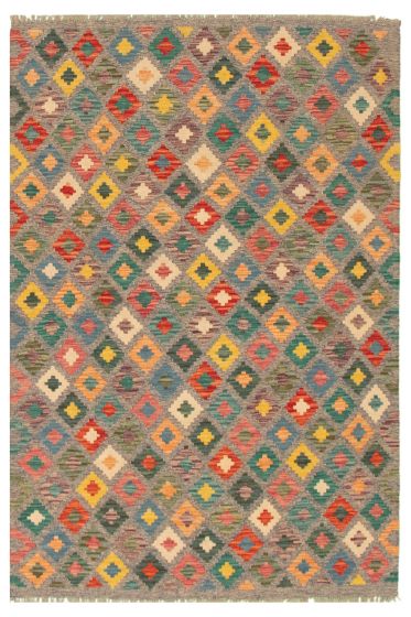 Kilim vif et coloré 5'0" x 6'6" en laine