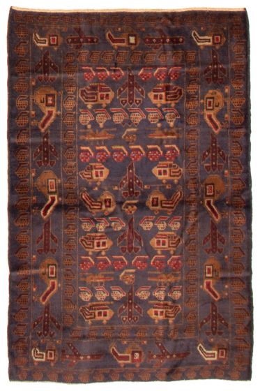 Afghan Rare War 3'8" x 5'8" Hand-knotted Wool Rug 