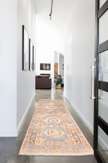 Indian Modern Oushak 2'5" x 7'9" Hand-knotted Wool Runner Rug 