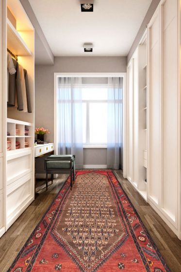Persian Style 4'8" x 11'2" Hand-knotted Wool Runner Rug 