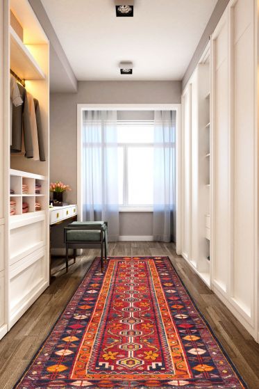 Persian Style 3'7" x 9'9" Hand-knotted Wool Runner Rug 