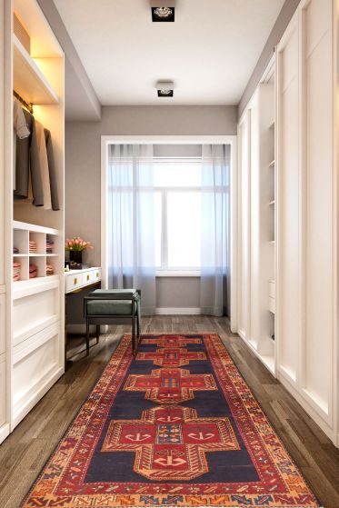 Persian Style 3'8" x 9'3" Hand-knotted Wool Runner Rug 