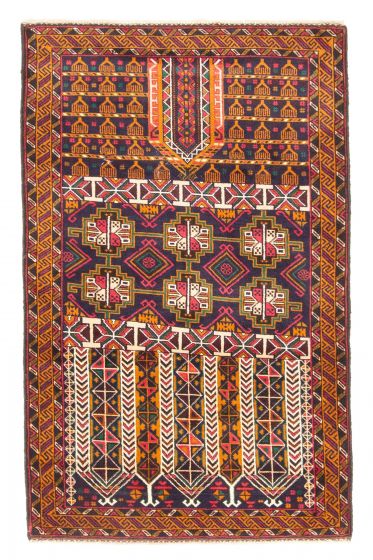 Afghan Teimani 2'11" x 4'8" Hand-knotted Wool Rug 