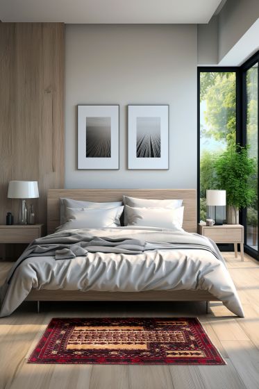 Tapis teimani 3'3" x 4'11" en laine